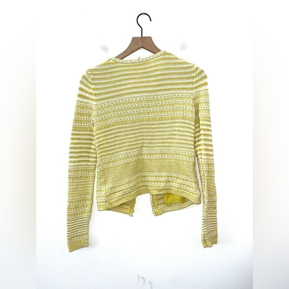 TRINA TURK Ashbridge Knit Cardigan Sweater Yellow White Striped Size Small - Picture 3 of 10